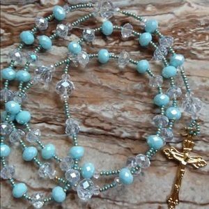 Catholic Rosary Prayer Necklace. Handmade